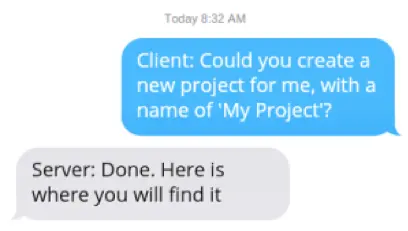 Request/response client-server create conversation